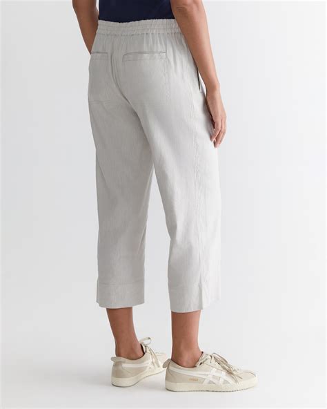 Rosa Crop Linen Pant in Natural | Sportscraft