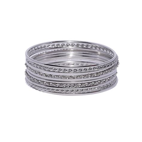 Buy Toniq Set Of 10 Oxidized Silver-Toned Bangles Online