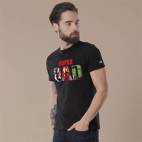 Super Dad/Son , Matching Marvel Black Tees For Dad And Son - BonOrganik