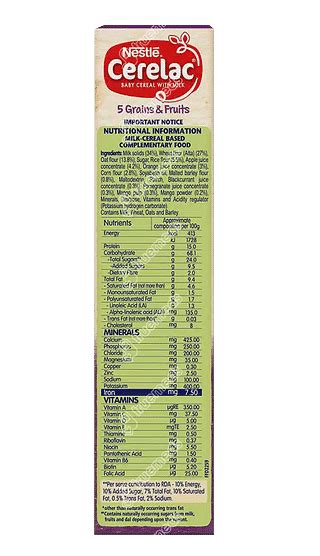 Nestle Cerelac Baby Stage 5 5 Grains Fruits 300 Gm - Uses, Side Effects ...
