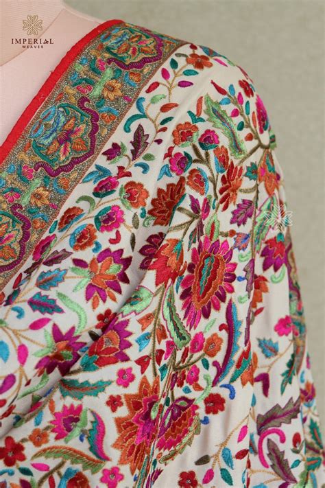 Beige Kashidakari Odhni | Hand Embroidered Veil | Imperial Weaves
