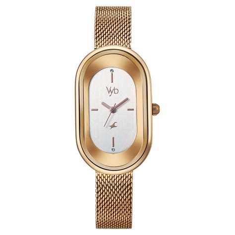 Buy Online Vyb Mirage By Fastrack Quartz Analog Silver Dial Rose Gold ...