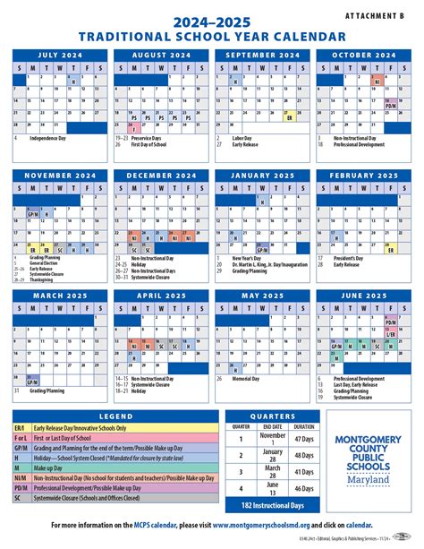 Montgomery County Schools Calendar 2024-2025 [Public School]