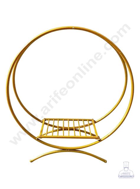 Cake Decor Metal Twin Hoop Cake Stand With Square Base - Gold – Arife ...