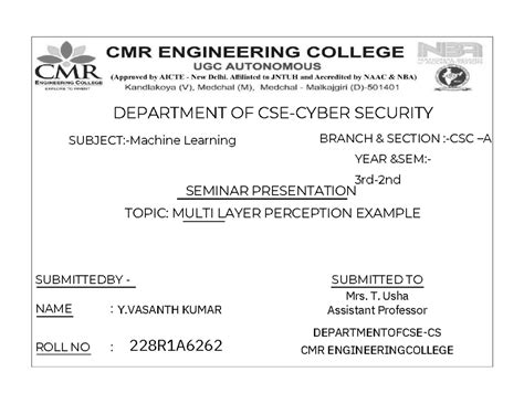 CMR Engineering College Security Seminar Presentations Overview - Studocu