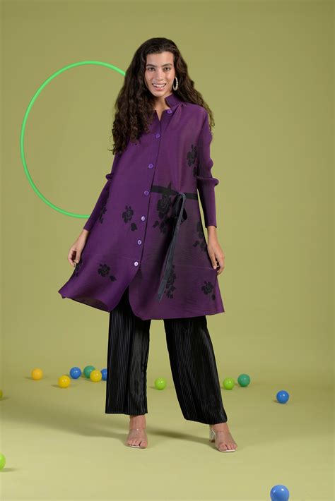 Hazel High Neck Tunic Set - Purple – Tasuvure