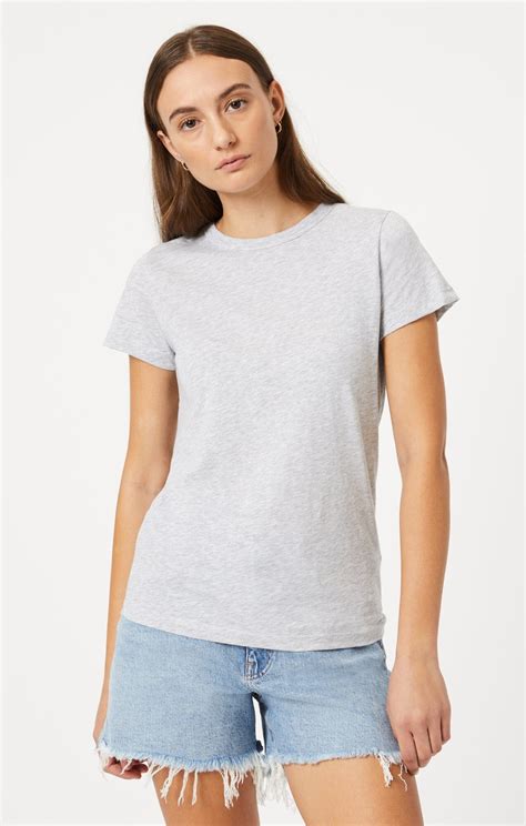 Mavi Women's Slim Crew Neck T-Shirt In Snow Grey Melange - Mavi Jeans