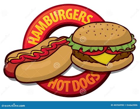 Hamburger Hot Dog stock vector. Illustration of line - 40356998