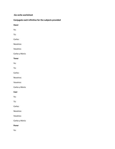 Verb Forms of Go Worksheet 的图像结果