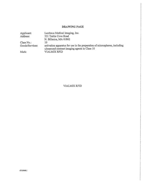 VIALMIX RFID - Lantheus Medical Imaging, Inc. Trademark Registration