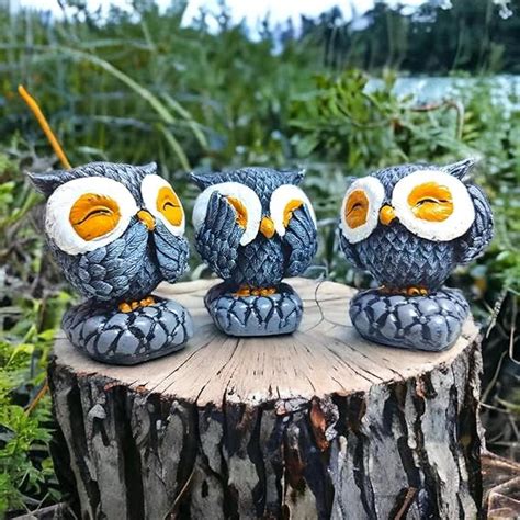 Resin Owl Showpieces (Set of 3) – Elegant Home Decor Statues for Livin ...