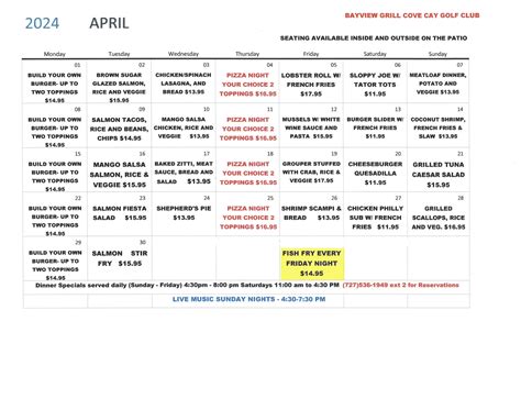 April Specials | Cove Cay Golf