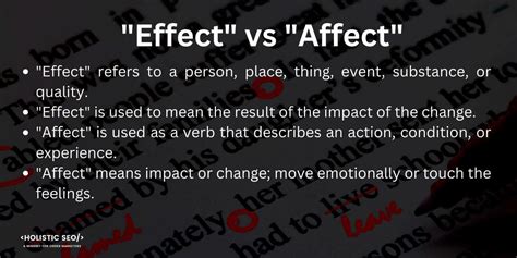 Effect vs Affect: Difference between Them - Holistic SEO
