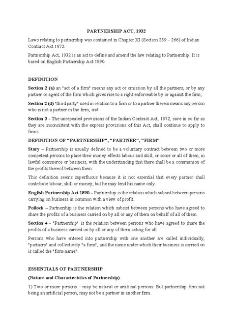 05 intro and essentials of partnership - PARTNERSHIP ACT, 1932 Laws ...