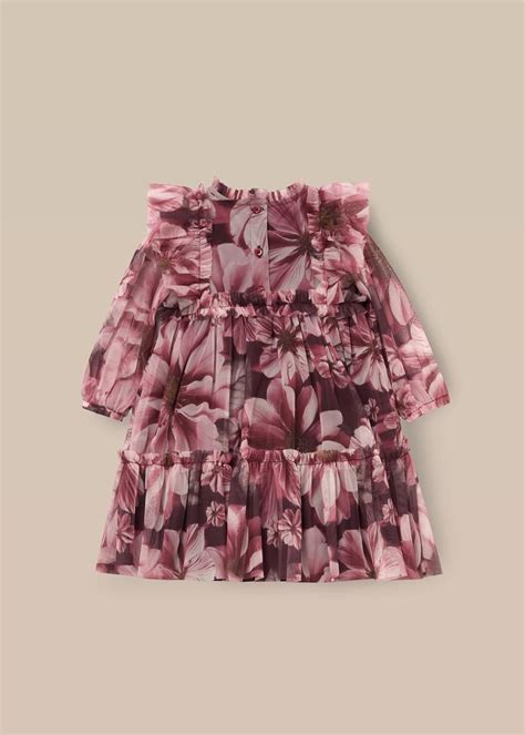 Angel & Rocket Baby Girls Cotton Burgandy Printed Dresses