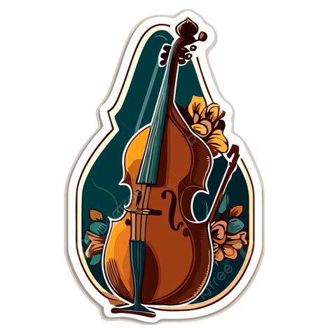 Sticker With An Upright Bass Vector Clipart, Double Bass, Double Bass ...