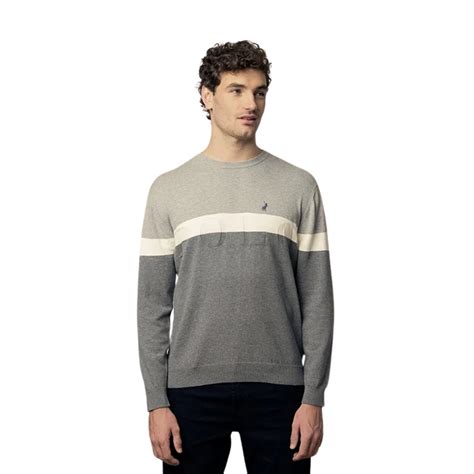Polo Sweater Colour Block Grey Milange – Colt 45