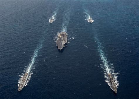 George H.W. Bush Carrier Strike Group transits the Strait of Gibraltar ...
