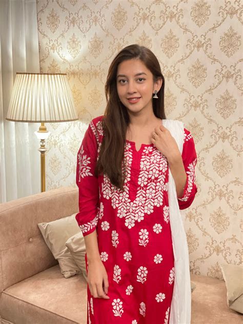 Miesha Iyer in Premium Hand Embroidery Chikankari Kurta Modal Cotton ...