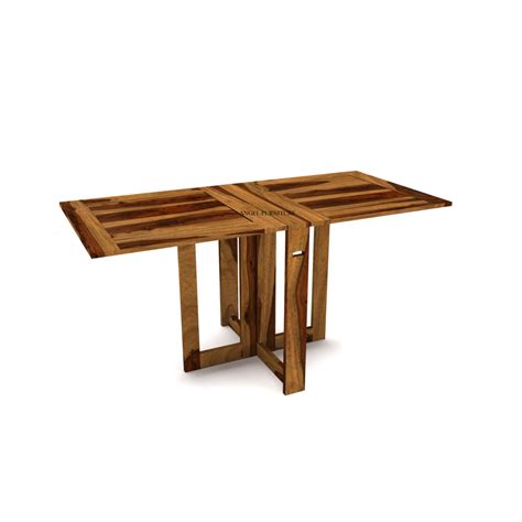 Angel's Solid Sheesham Wood Six Seater Dining Set with Folding Table ...
