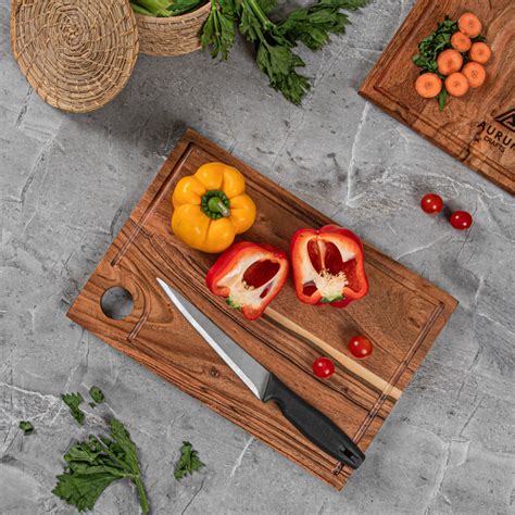 Aurum Crafts | Rectangular Acacia Wood Cutting Board (Size 14in x 9in x ...