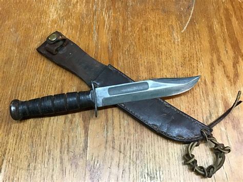 Ww2 Kabar Usmc Marine Corps Knife With Sheath Wwii Leather Scabbard ...