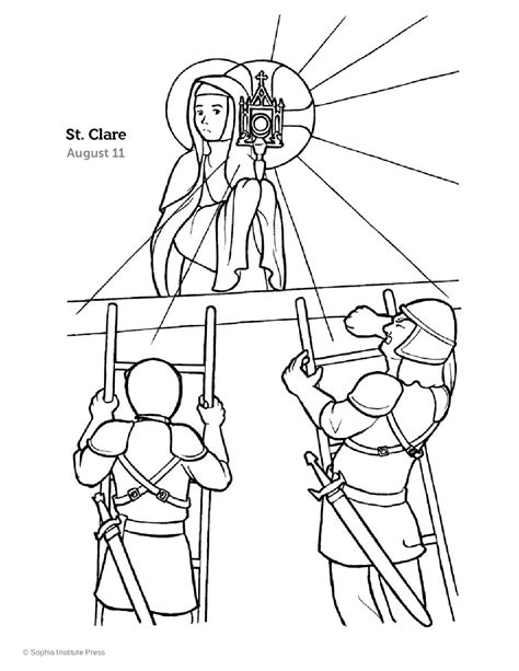 St Clare Of Assisi Worksheet Printable Coloring Page Sheet Liturgical ...