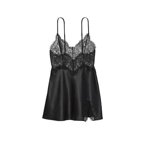 Buy Victoria's Secret Women Black Lace Top Satin Slip Babydoll (L) Online