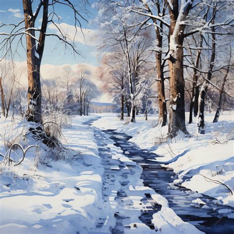 Premium Vector | A watercolour painting of a snowy winter scene