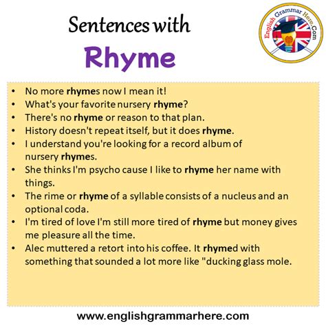 Sentences with Rhyme, Rhyme in a Sentence in English, Sentences For ...