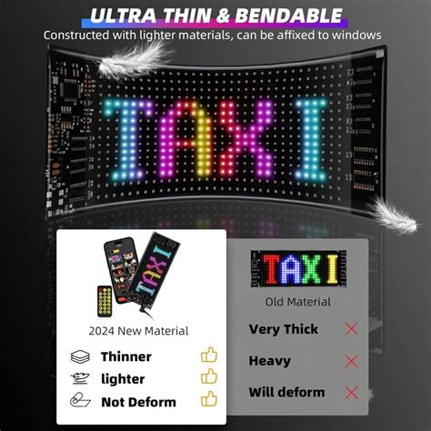 LED Car Sign, Programmable LED Matrix Panel FPCB USB 5V Flexible Screen ...