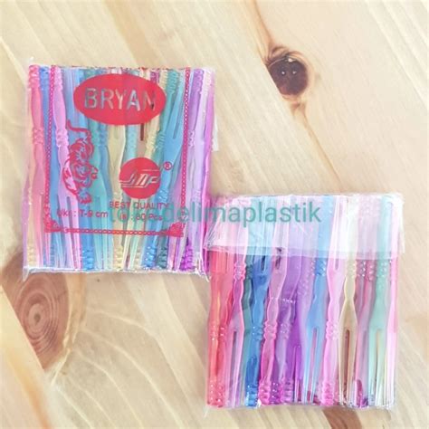 Jual Garpu Plastik Bryan / Garpu Kue Ulang tahun / Garpu Buah isi 80pcs ...