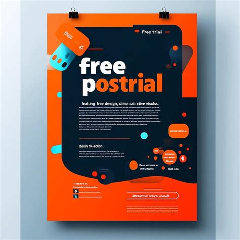 Poster de teste gratuito com design de convite a uma ação clara e ...