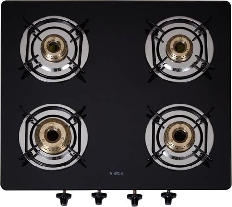 Elica Vetro Glass Top 4 Burner Gas Stove (CT VETRO 460 BLK) : Amazon.in ...