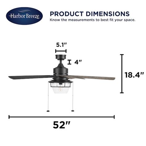 Harbor Breeze Murphy 52-in Matte Black with Aged Cedar/Ebony Blades LED ...