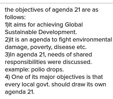 what are the objectives of agenda21 - Brainly.in