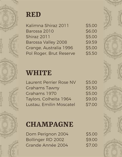 Wine Menu Design Ideas, Examples and Samples