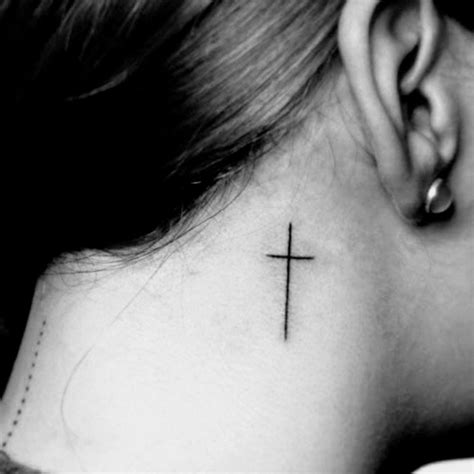 White Cross Tattoos Behind Ear