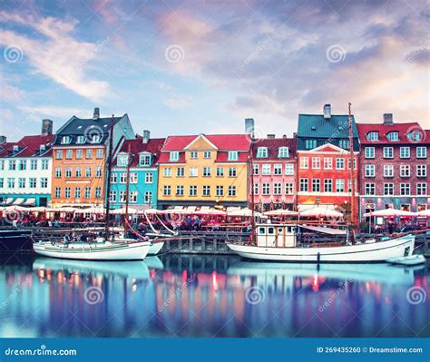Magical Fascinating Landscape with Boats in a Famous Nyhavn in the Capital of Denmark Copenhagen ...