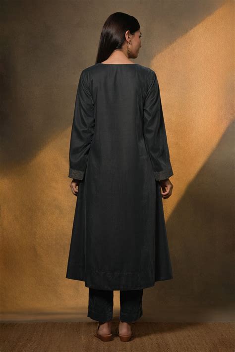 Petrol Blue Velvet Kurta with Pants and Organza Dupatta – Tulsi Online