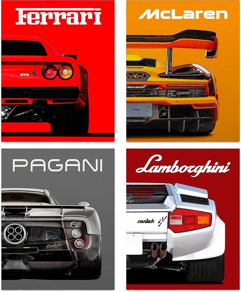 Amazon.com: Modern Car Posters Classic Supercar Wall Art Prints, 11"x14 ...