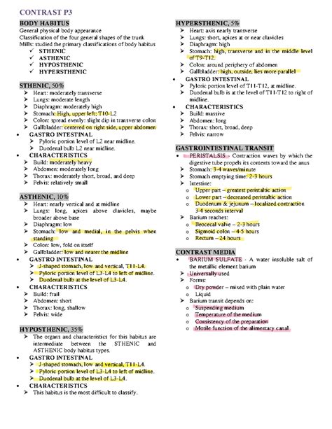 Contrast-P2 - notes - BODY HABITUS General physical body appearance ...