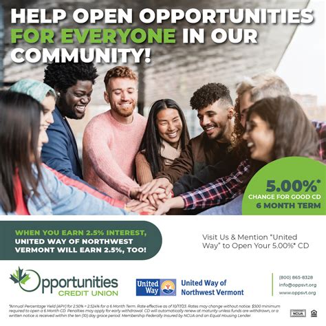 Opportunities Credit Union and United Way of Northwest Vermont Announce ...