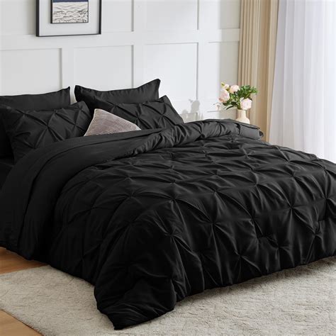 Amazon.com: HIMEET- Black King Size Comforter Set 7 Pieces Black ...