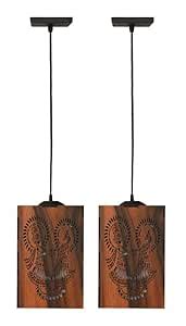 Buy GOJEEVA Radha Krishna Wooden 10 Watts Ceiling Carved Pattern ...