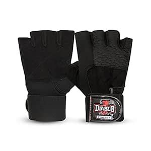 Buy DIABLO Leather Gym Gloves with Wrist Support/Wrist Wraps/Wrist Band ...