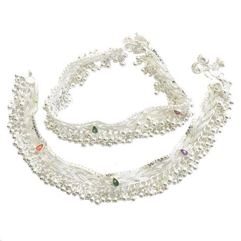 Charms Beads Studded Silver Anklet for Women/Girls : Amazon.in: Fashion