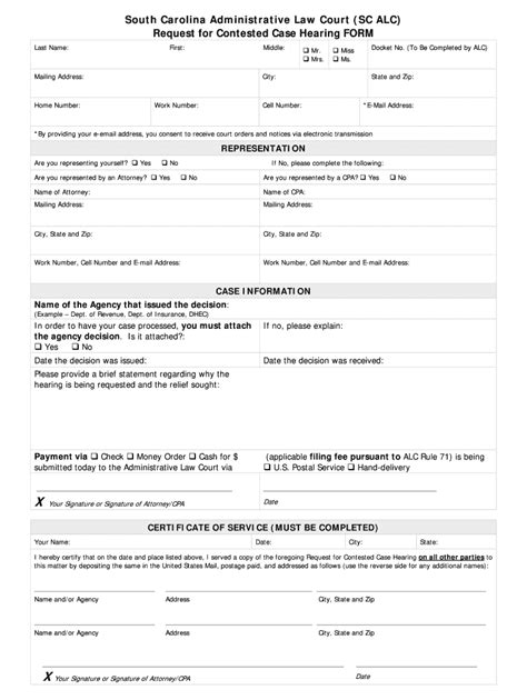 SC ALC Request for Contested Case Hearing - Fill Out, Sign & Share ...