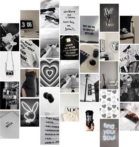 Kitty Cat - Black & White Aesthetic Wall Collage Kit for Room Decor ...