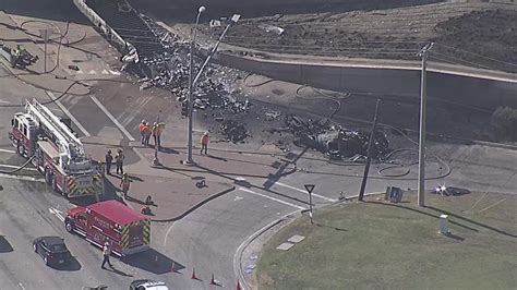 One person dead after fiery semi-truck crash on US 75 | wfaa.com